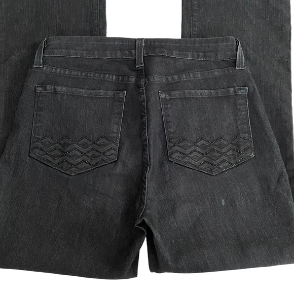 NYDJ Lift Tuck Technology Studded Rhinestones Bootcut Jeans Women’s Size 8 Black - Picture 3 of 14
